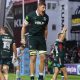 Leicester Tigers lock Finn Carnduff celebrates after the final whistl