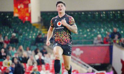 Wales’ Louis Rees-Zammit during a training session at Principality Stadium, Cardiff