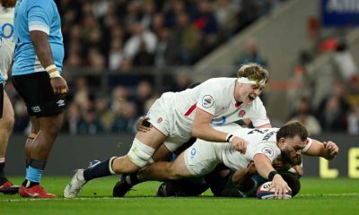 Luke Cowan-Dickie scores the opening try for England