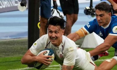 Marcus Smith dives in to score England’s fourth try