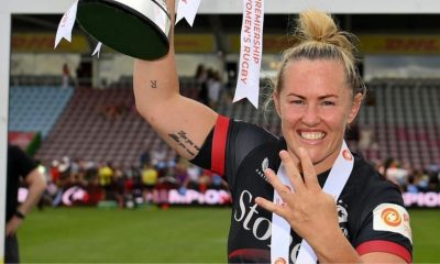 Marlie Packer with the PWR trophy