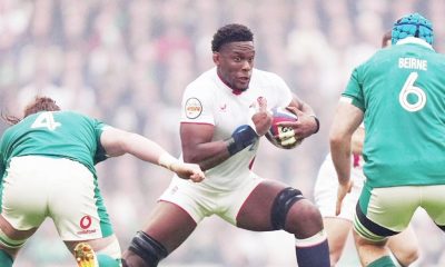 Maro Itoje on the attack for England at Twickenham yesterday