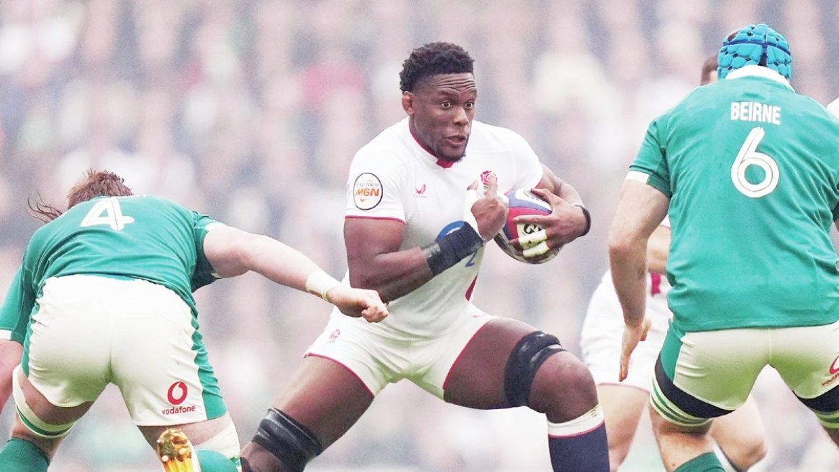 Maro Itoje on the attack for England at Twickenham yesterday