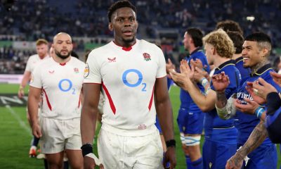 England’s Maro Itoje trudges off the pitch after defeat to Italy yesterday