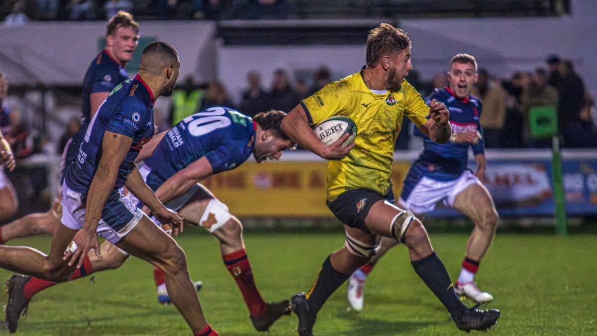 Matas Jurevicius on the charge for Ealing who are flying at the top of the Champ with ten wins from ten this season