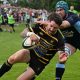 Matt Shepherd dives in at the corner to score for Cornwall