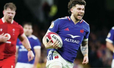 Matthieu Jalibert breaks clear to score for France against Wales last weekend