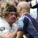 Maxime Lucu tackles Alfie Barbeary