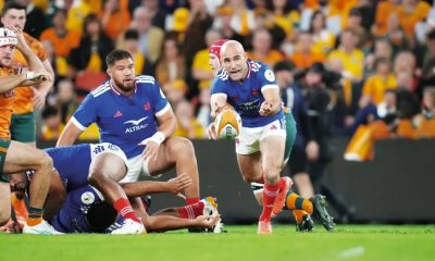 Maxime Lucu playing for France against Australia in the Nations Championship.