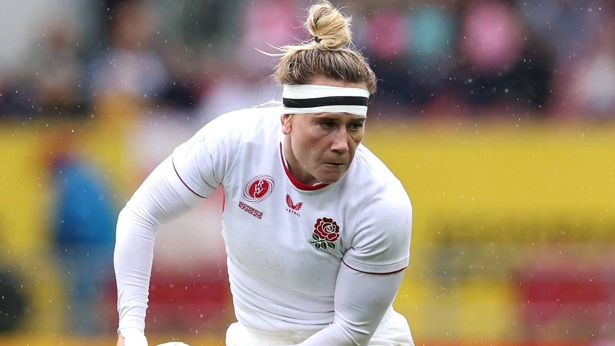 Megan Jones in action for England at the World Cup
