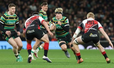 Henry Pollock on the attack for Northampton Saints