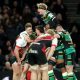 Northampton Saints celebrate their dramatic win against Saracens at Tottenham Hotspur Stadium
