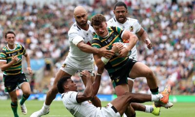 George Furbank playing in the Prem final for his final Northampton Saints appearance