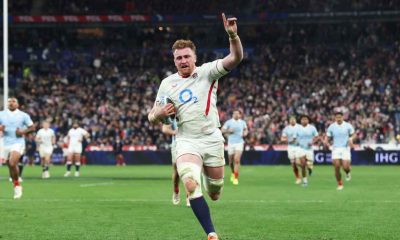 Ollie Chessum scoring for England against France last weekend