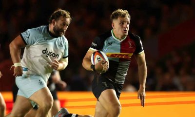 Oscar Beard on the attack for Harlequins
