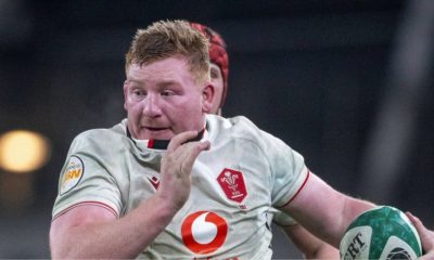 Rhys Carre on his way to scoring for Wales in the Six Nations