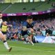 Rieko Ioane dives over to score for Leinster