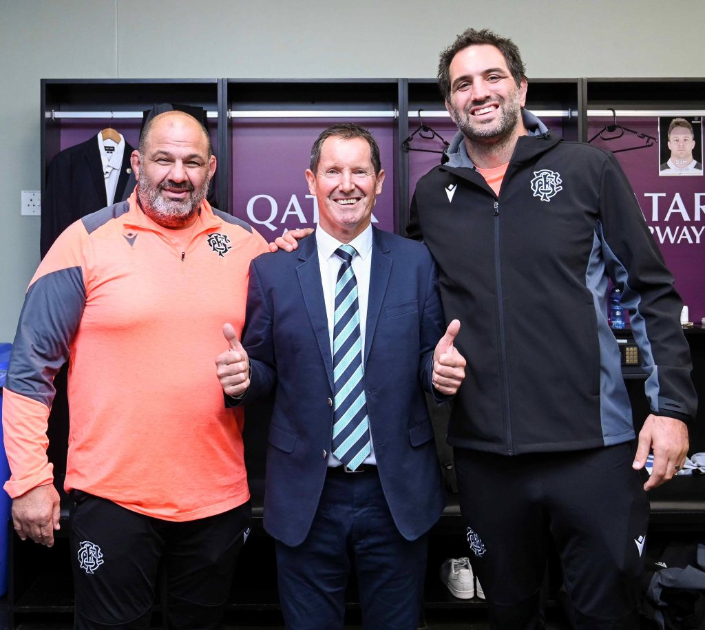 Patrice Collazo, left, completes the Barbarians coaching trio