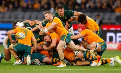 Ryan Lonergan passes the ball during Australia’s clash with South Africa.