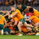 Ryan Lonergan passes the ball during Australia’s clash with South Africa.