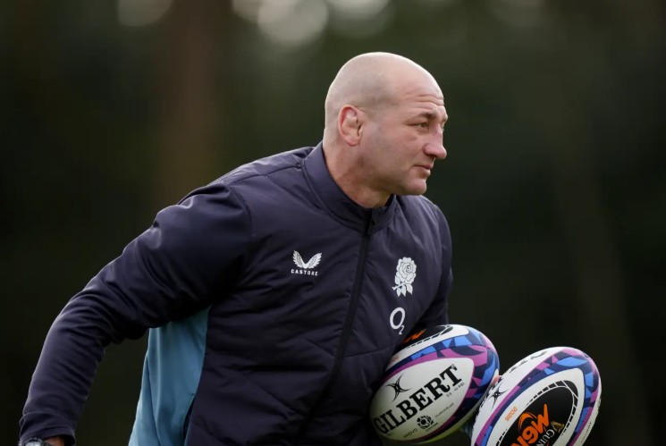 England head coach Steve Borthwick during a training session in Bagshot on Monday