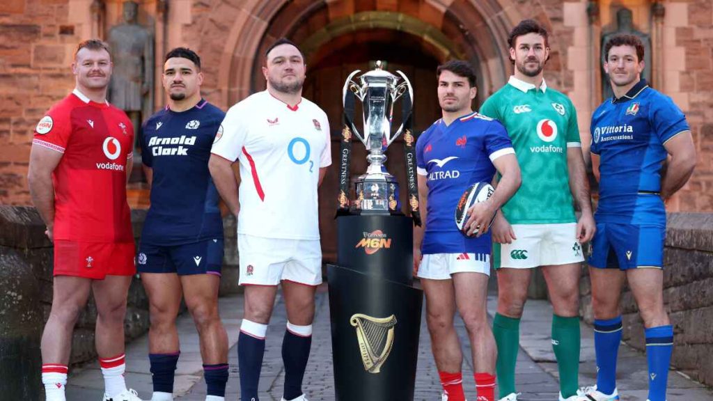 Six Nations captains pose with the trophy as France and Ireland prepare to open the 2026 tournament