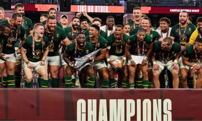 Siya Kolisi lifts the Rugby’s Greatest Rivalry Championship Trophy