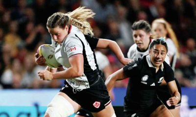 Sophie de Goede breaks clear to score for Canada