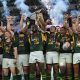 Springboks celebrate with the Rugby’s Greatest Rivalry trophy