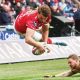 Taine Plumtree scores the first try for Scarlets