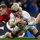 Taine Plumtree concedes a penalty try and earns a yellow card for his high tackle on Henry Pollock during the Six Nations