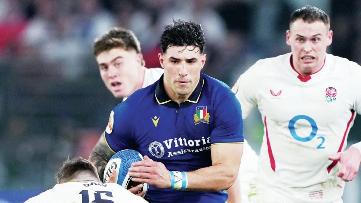 Tommaso Menoncello on the rampage for Italy last week against England