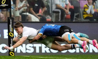 Tommy Freeman gets the first try for England