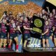 Jack Willis and Antoine Dupont lift the Top 14 trophy