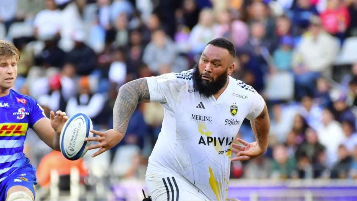 Uini Atonio of La Rochelle in action during the Champions Cup against the Stormers.