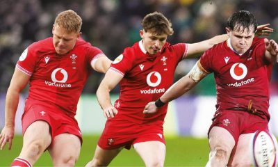 Wales fly-halves, from left to right, Sam Costelow, Dan Edwards and Carwyn Leggatt-Jones.