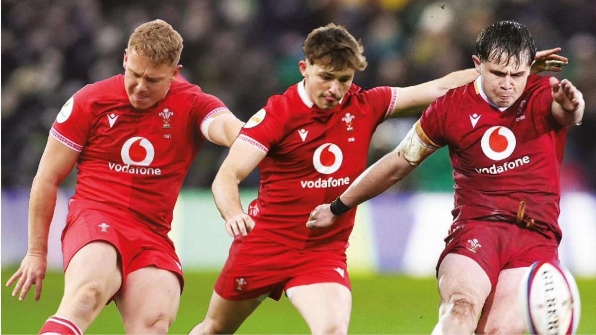 Wales fly-halves, from left to right, Sam Costelow, Dan Edwards and Carwyn Leggatt-Jones.