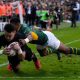 Will Jordan crashes over to score for New Zealand in their victory over South Africa in the first Test in Johannesburg.