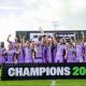 Captain Matt Kvesic and his Worcester players lift the Elior Champ Rugby trophy