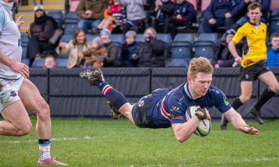 Zach Kerr scoring for Doncaster Knights.