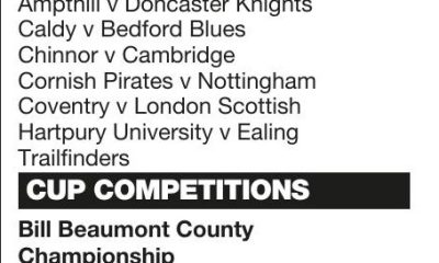 Forthcoming fixtures