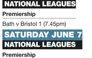 Forthcoming fixtures