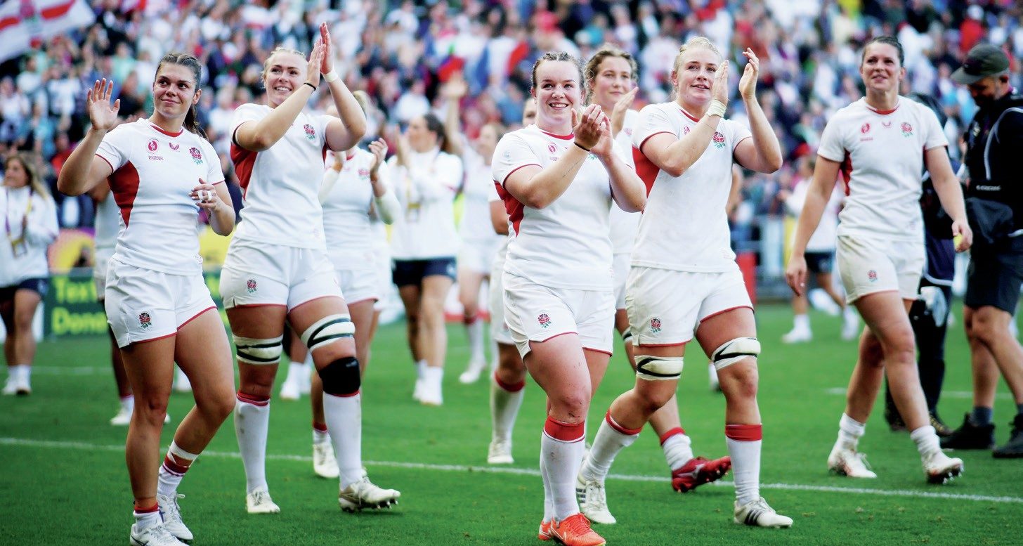 England players embrace the fans after their semi-final victory over France