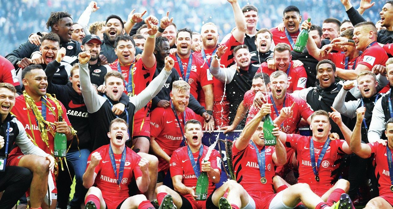 Saracens celebrate winning the Champions Cup in 2019