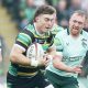 Northampton Saints’ Tommy Freeman on the attack against Leicester Tigers