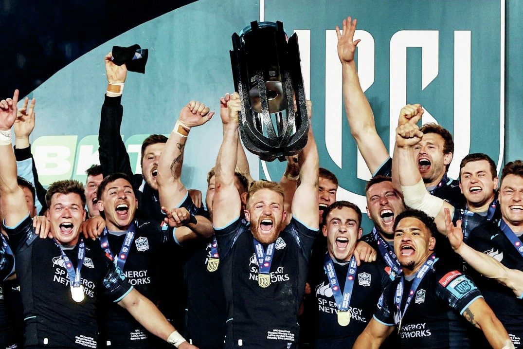 Glasgow Warriors celebrate winning the URC in 2024
