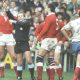 Fred Howard sends off Wales lock Kevin Moseley during the 1990 Five Nations match against France