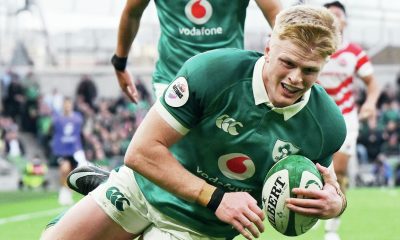 Tommy O’Brien scores Ireland’s sixth try