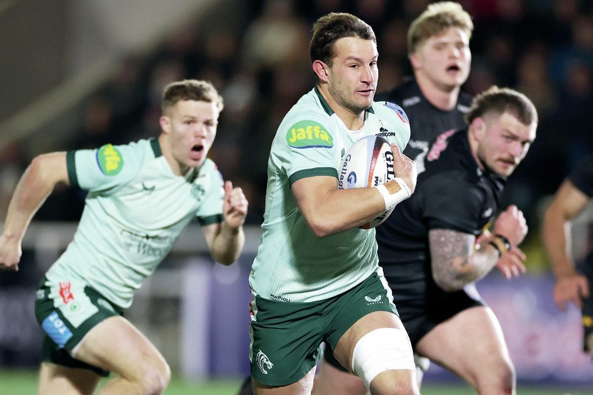 Leicester Tigers’ Joaquin Moro bursts through for his second try