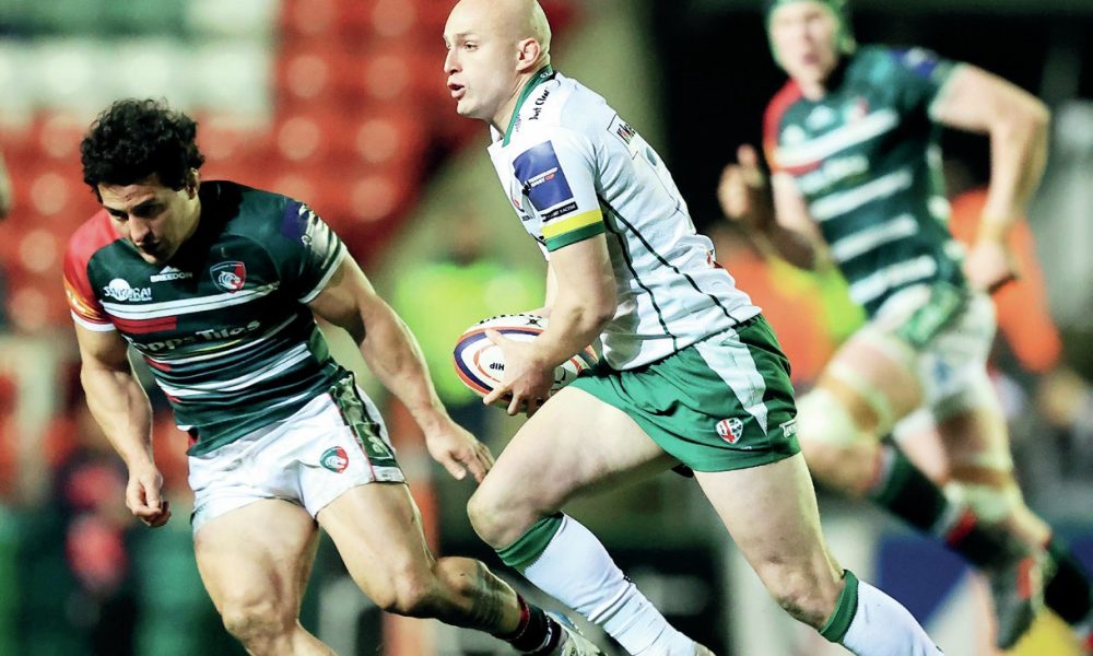 Jacob Atkins on the attack for London Irish against Leicester